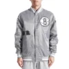 Brooklyn nets old english rib satin varsity jacket gray 1