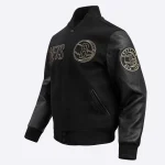 Brooklyn Nets Black & Gold Wool/Leather Jacket