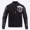 Brooklyn nets pro standard blended logo black varsity jacket 2