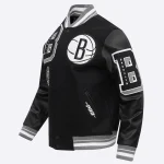 Brooklyn Nets Mashup Black Wool/Leather Jacket