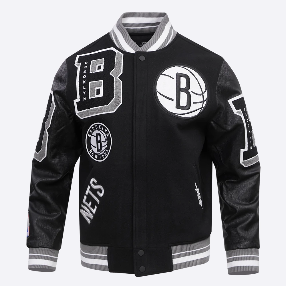 Brooklyn nets pro standard mashup black varsity jacket 2