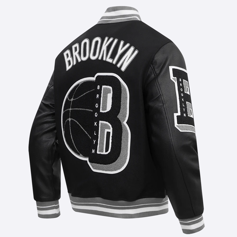 Brooklyn nets pro standard mashup black varsity jacket 3