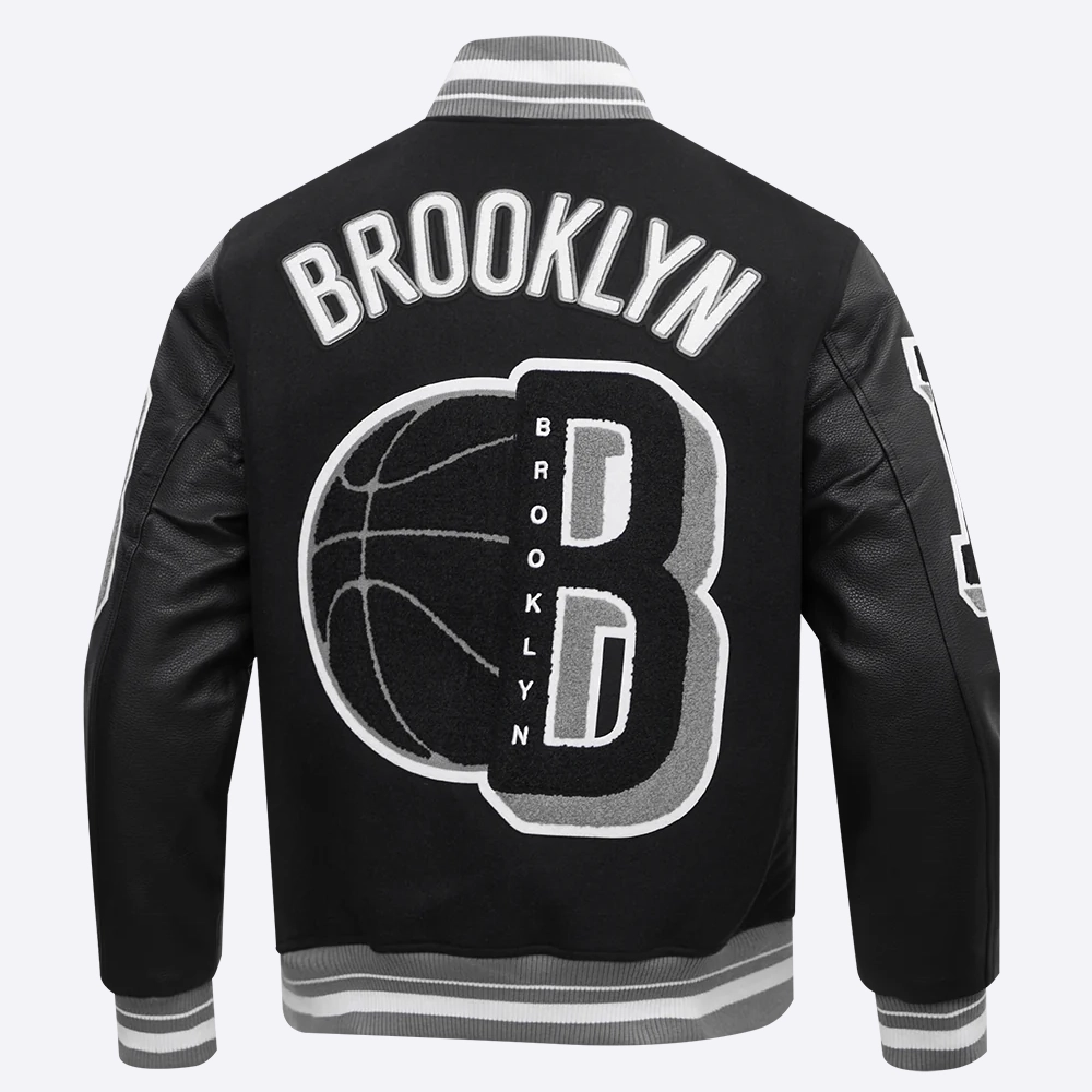Brooklyn nets pro standard mashup black varsity jacket 4