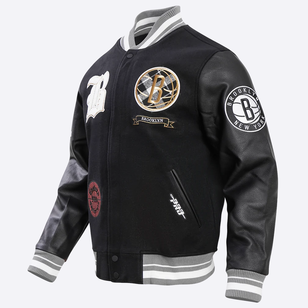Brooklyn nets pro standard pro prep black varsity jacket 1