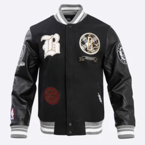 Brooklyn nets pro standard pro prep black varsity jacket 2