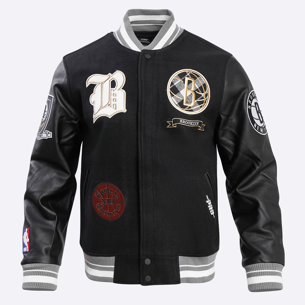 Brooklyn nets pro standard pro prep black varsity jacket 2