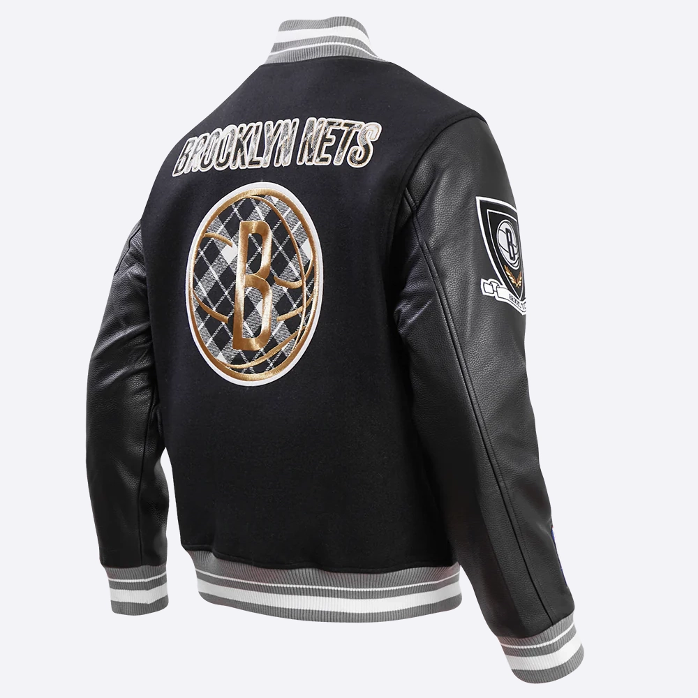 Brooklyn nets pro standard pro prep black varsity jacket 3