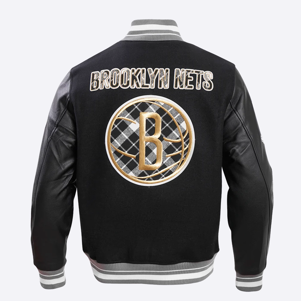 Brooklyn nets pro standard pro prep black varsity jacket 4
