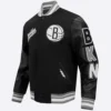 Brooklyn nets pro standard script tail black varsity jacket 1