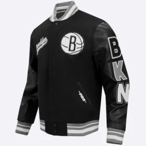Brooklyn nets pro standard script tail black varsity jacket 1