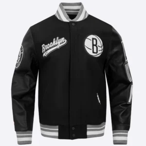 Brooklyn nets pro standard script tail black varsity jacket 2