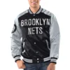 Brooklyn nets renegade satin varsity jacket black silver 1
