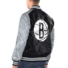 Brooklyn nets renegade satin varsity jacket black silver 2