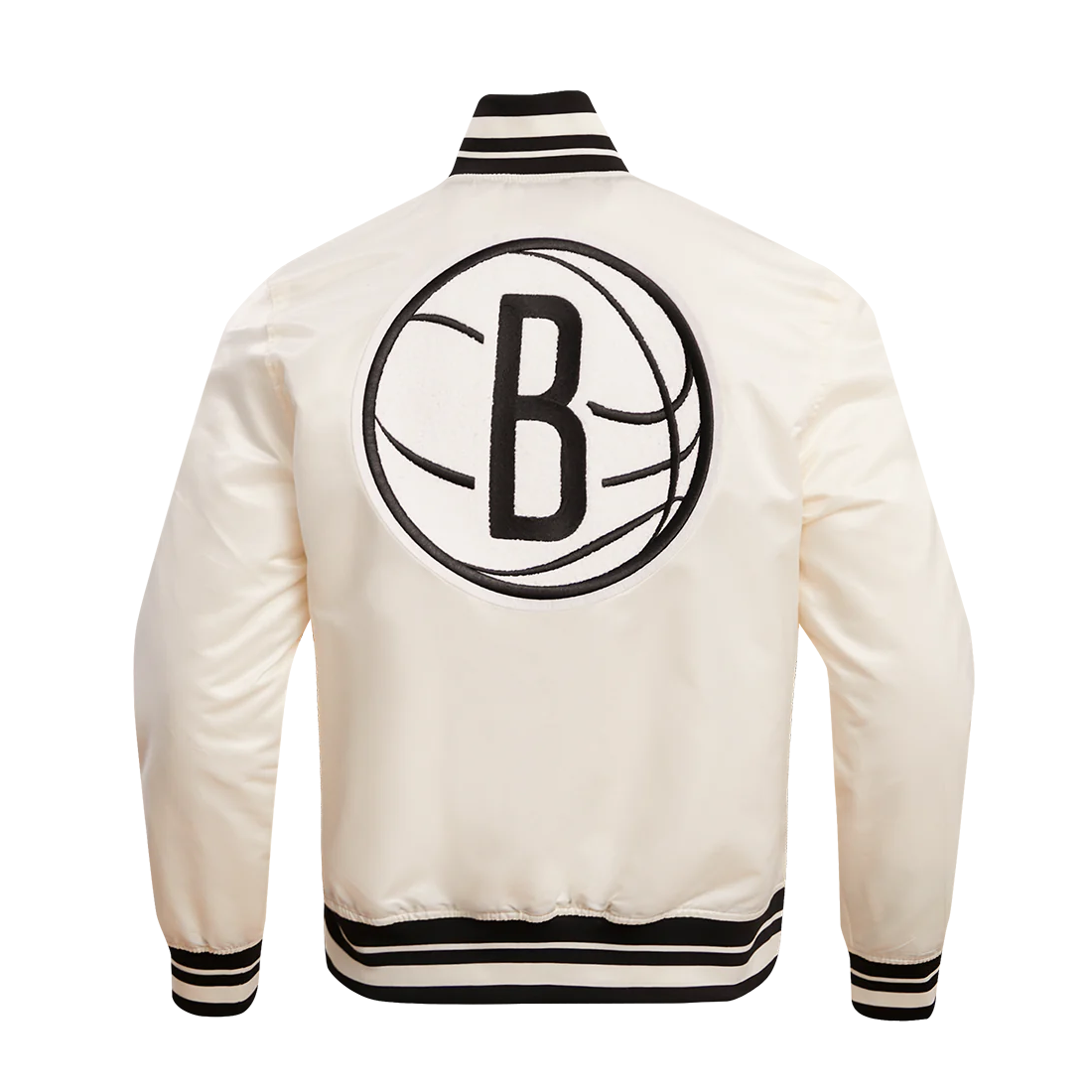 Brooklyn nets retro classic full snap satin varsity jacket cream 4