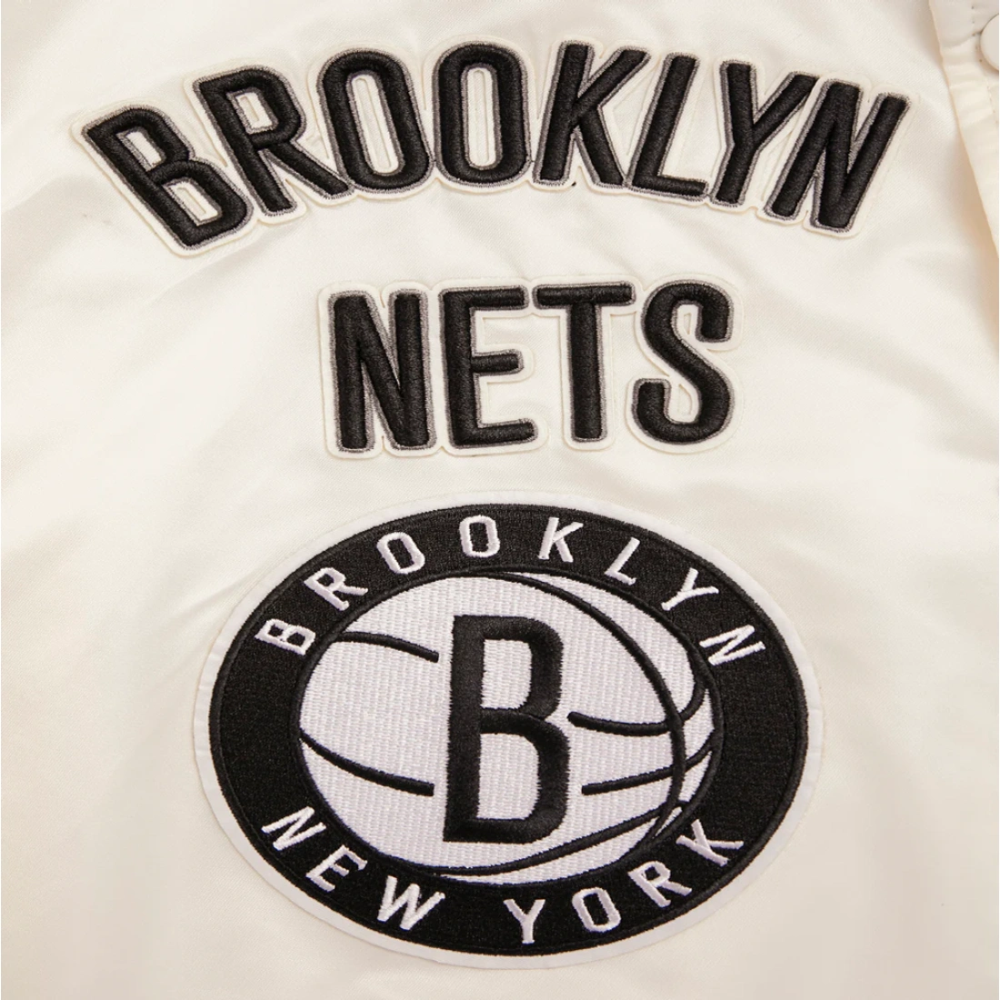 Brooklyn nets retro classic full snap satin varsity jacket cream 6