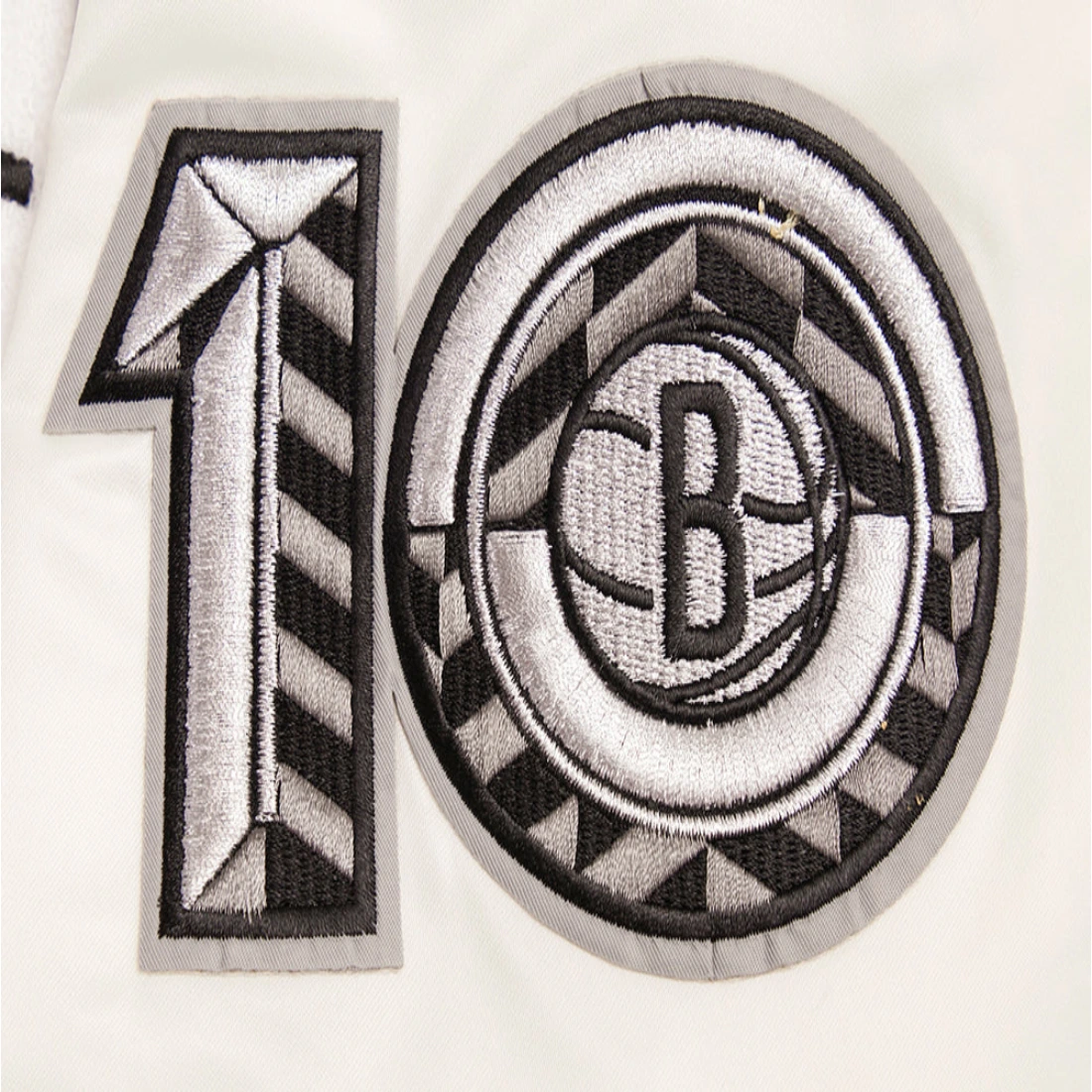 Brooklyn nets retro classic full snap satin varsity jacket cream 7