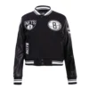 Brooklyn nets retro classic womens wool leather varsity jacket black 1