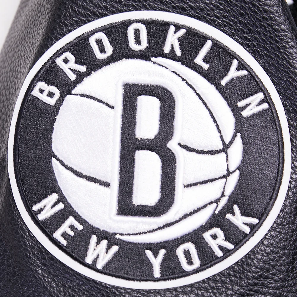 Brooklyn nets retro classic womens wool leather varsity jacket black 10