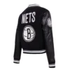 Brooklyn nets retro classic womens wool leather varsity jacket black 3