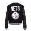 Brooklyn nets retro classic womens wool leather varsity jacket black 4