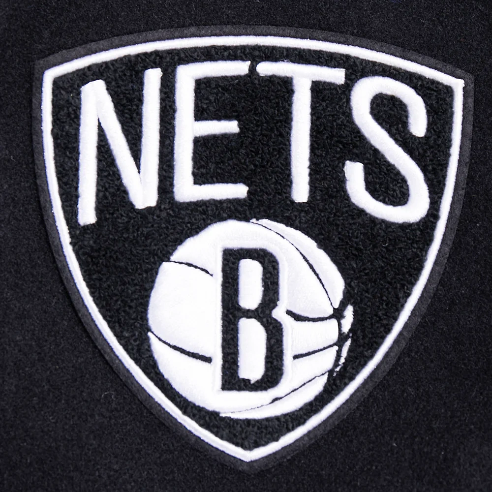 Brooklyn nets retro classic womens wool leather varsity jacket black 7