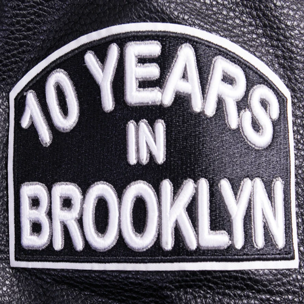 Brooklyn nets retro classic womens wool leather varsity jacket black 9