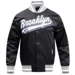 Brooklyn Nets Script Tail Black Satin Jacket