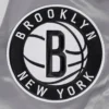 Brooklyn nets script tail full snap satin varsity jacket gray 2