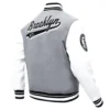 Brooklyn nets script tail wool leather varsity jacket grey white 3