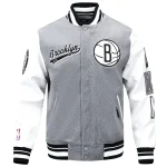 Brooklyn Nets Script Tail Wool/Leather Jacket