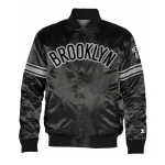 Brooklyn Nets Striped Black Satin Jacket