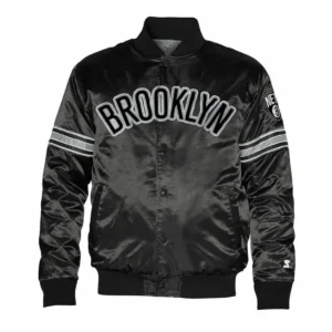 Brooklyn nets striped black bomber jacket
