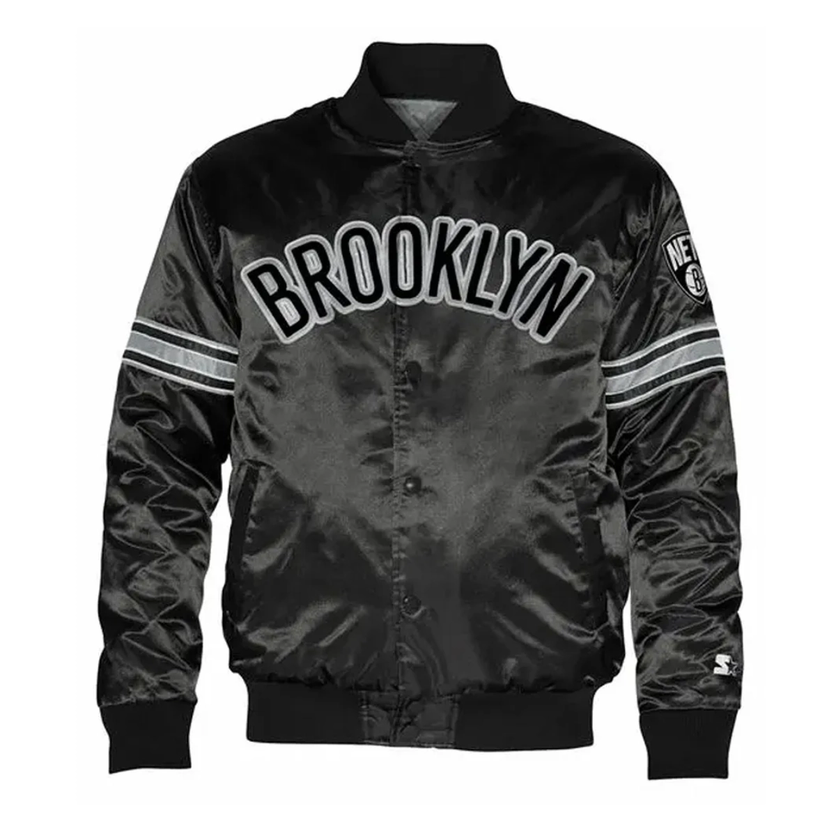Brooklyn nets striped black bomber jacket