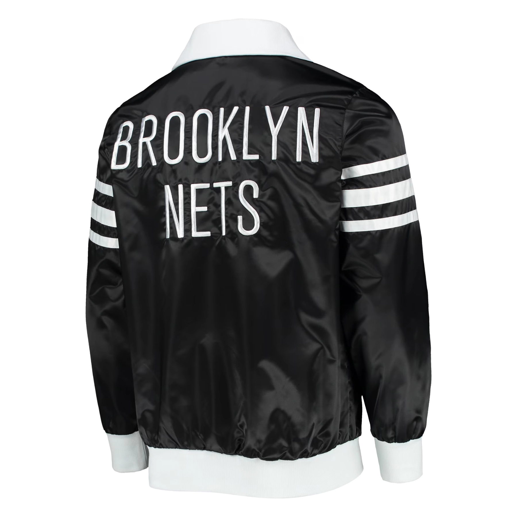 Brooklyn nets the captain ii satin varsity jacket black 2