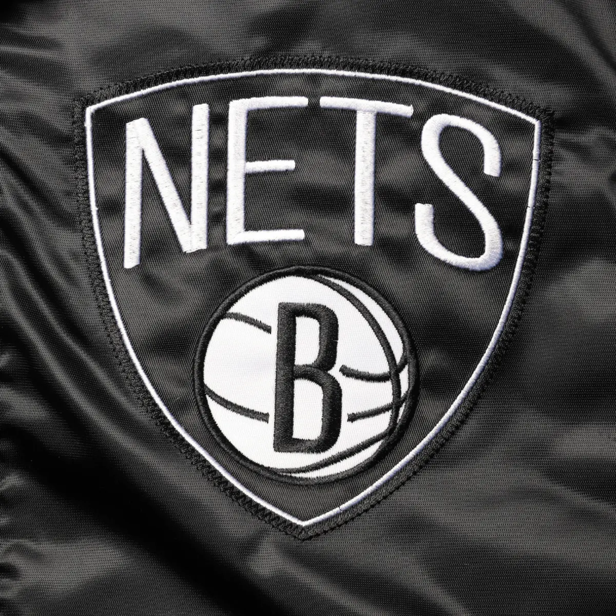 Brooklyn nets the captain ii satin varsity jacket black 3