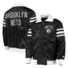 Brooklyn nets the captain ii satin varsity jacket black 4