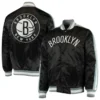 Brooklyn nets the offensive satin varsity jacket black 3