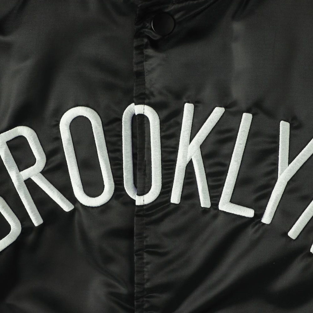 Brooklyn nets the offensive satin varsity jacket black