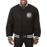 Brooklyn Nets One Color Black Wool Jacket