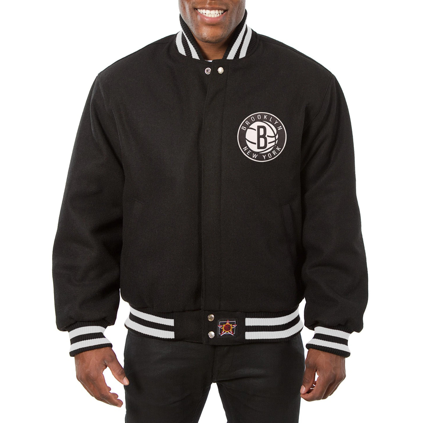 Brooklyn nets wool varsity jacket black
