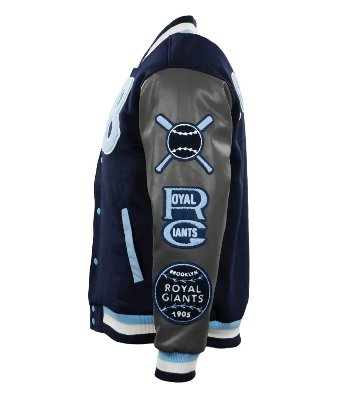 Brooklyn royal giants vintage navyblack wool leather varsity jacket 3