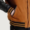 Brown black varsity letterman jacket 1