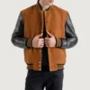 Brown black varsity letterman jacket 3