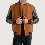 Brown and Black Wool/Leather Letterman Jacket