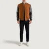 Brown black varsity letterman jacket 4