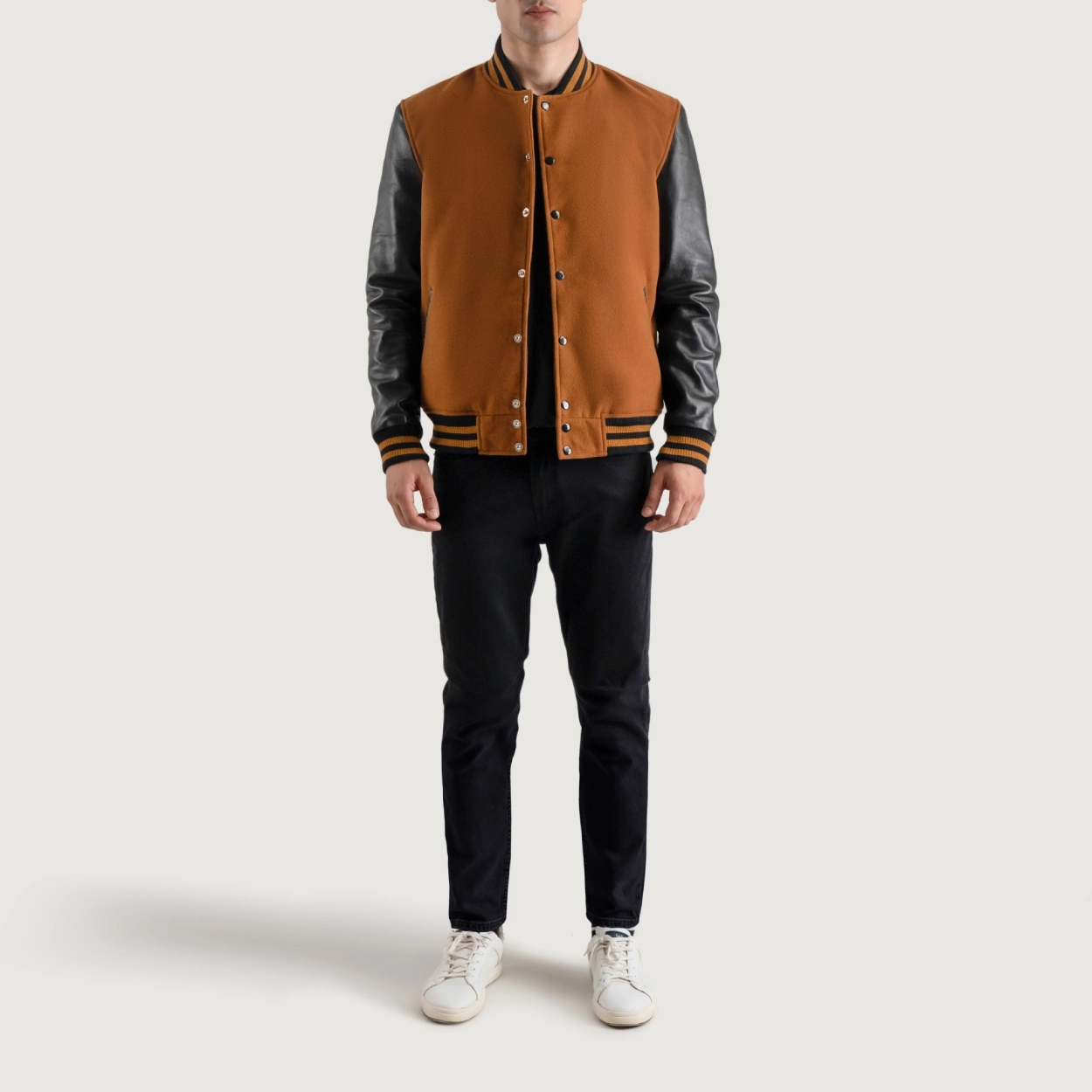 Brown black varsity letterman jacket 4