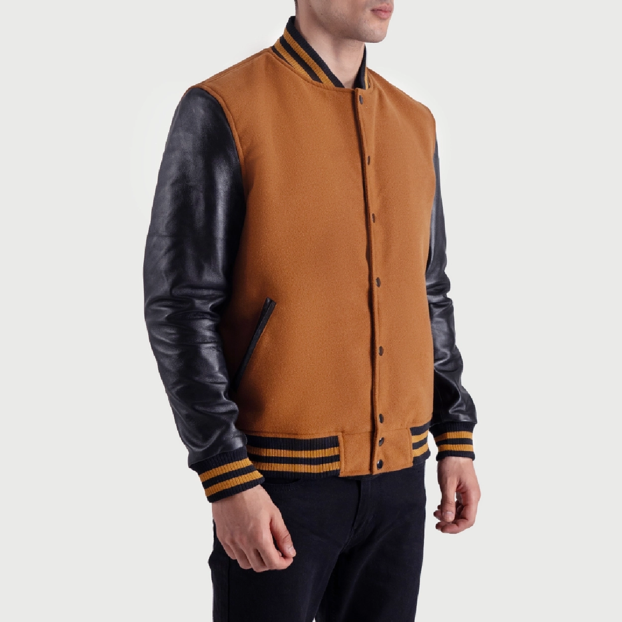 Brown black varsity letterman jacket