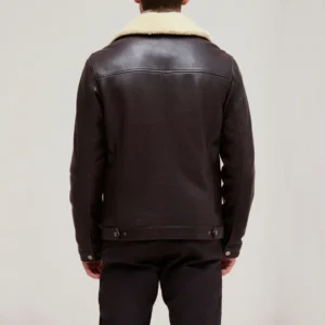 Brown mens shearling leather jacket