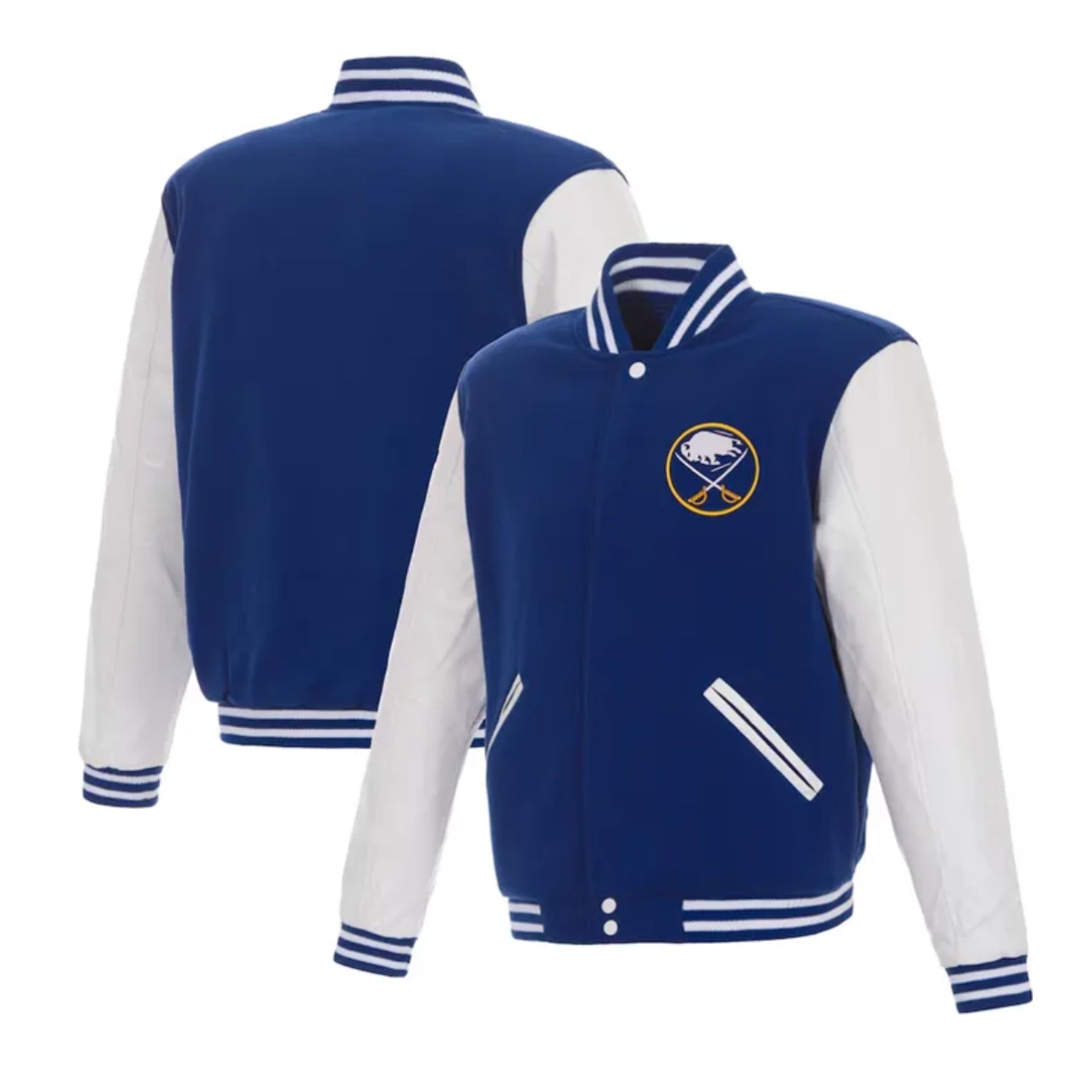 Buffalo sabres two tone blue white varsity jacket