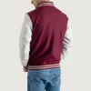 Burgundy maroon and white varsity letterman jacket 2